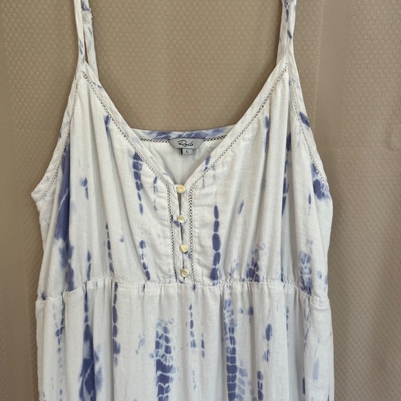 Rails Delilah White Linen Blend Midi Dress in Cloud Tie Dye Size L - Picture 5 of 12